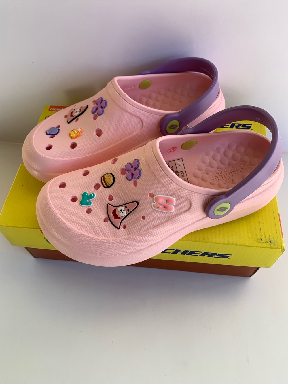 Skechers  Women’s Pink Slip-On Clog with Purple Strap Size 7